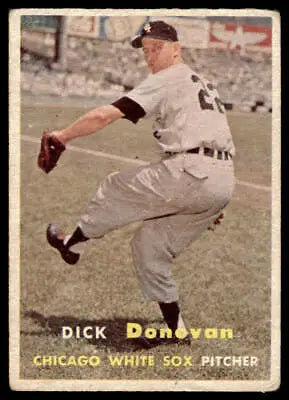 Vintage 1957 Topps #181 Dick Donovan baseball card featuring Chicago White Sox player