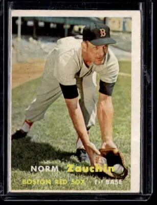1957 Topps Norm Zauchin baseball card featuring Boston Red Sox player Zauchin