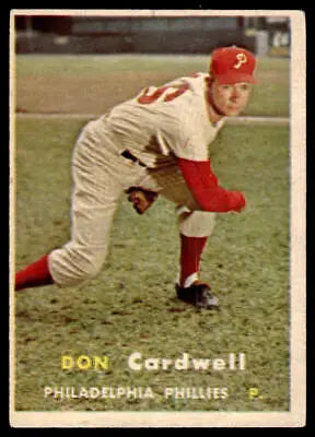Vintage 1957 Topps #374 Don Cardwell Baseball Card for collectors and enthusiasts
