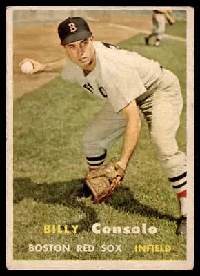 Vintage 1957 Topps Billy Consolo baseball card featuring Boston Red Sox player