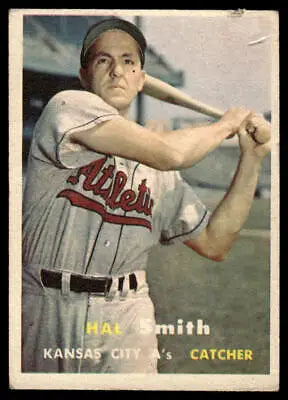 Vintage 1957 Topps #41 Hal Smith Baseball Card of Kansas City Athletics