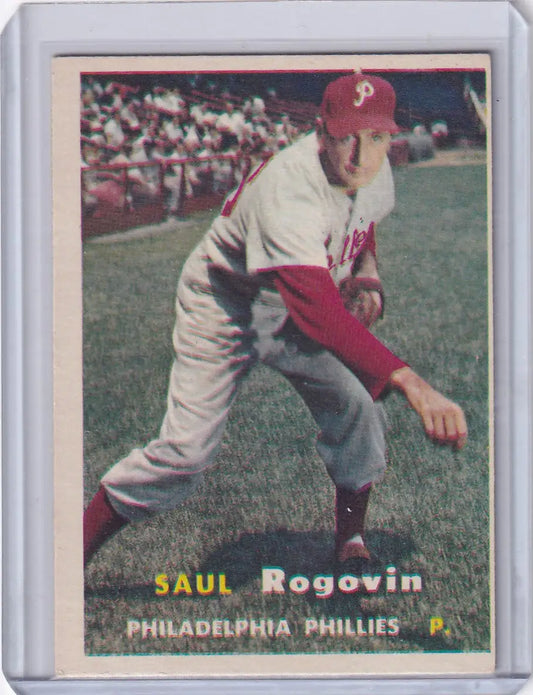 1957 Topps Baseball #129 Saul Rogovin - Philadelphia Phillies - Baseball Card Single
