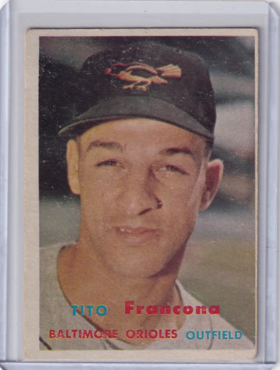 Vintage Topps Baseball card of Tito Francona for the Baltimore Orioles outfield