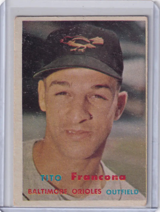 Vintage Topps Baseball card of Tito Francona for the Baltimore Orioles outfield