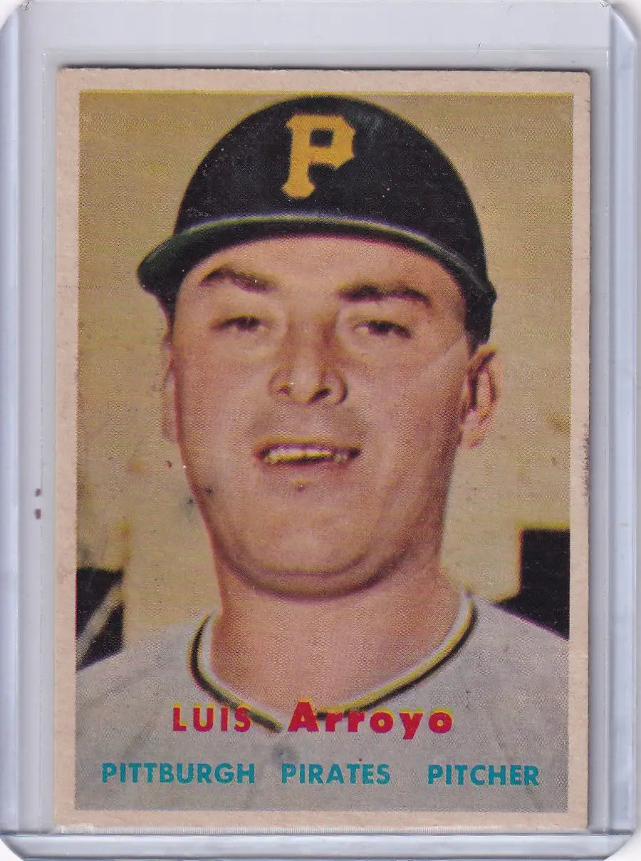 Vintage Topps baseball card of Luis Arroyo from the Pittsburgh Pirates team