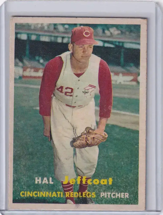 1957 Topps Baseball #93 Hal Jeffcoat - Cincinnati Reds - Baseball Card Single