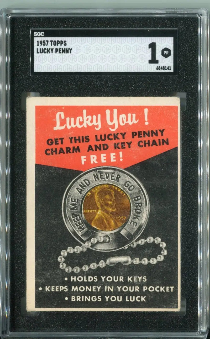 1957 TOPPS Baseball Bazooka Blony LUCKY PENNY Insert SGC 1 Poor - Baseball Card Single
