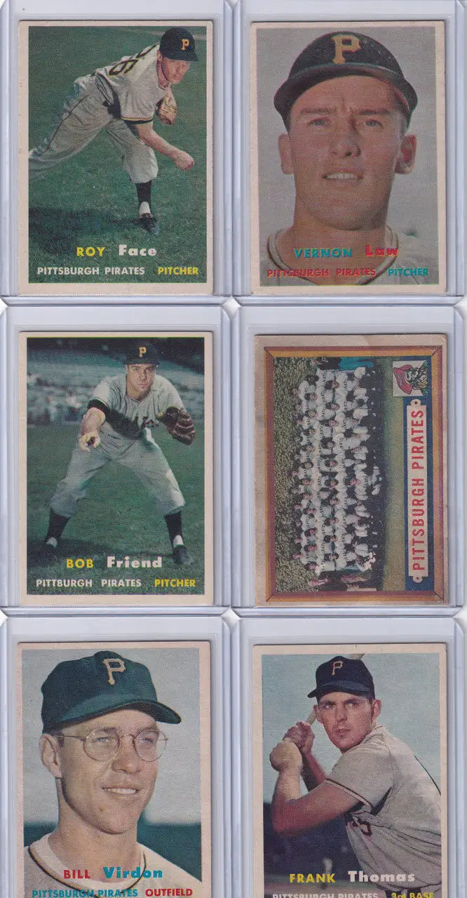 Vintage 1950s Pittsburgh Pirates Team Set featuring Topps Baseball cards including Clemente