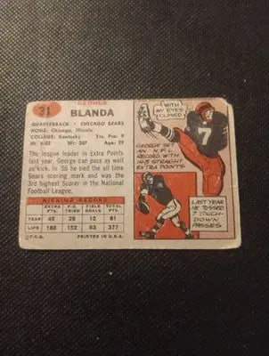 1957 Topps - George Blanda #31. Chicago Bears. GD-VG visible wear - Football Card Single
