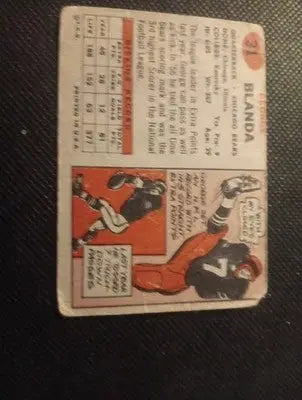 1957 Topps - George Blanda #31. Chicago Bears. GD-VG visible wear - Football Card Single