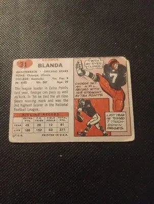 1957 Topps - George Blanda #31. Chicago Bears. GD-VG visible wear - Football Card Single
