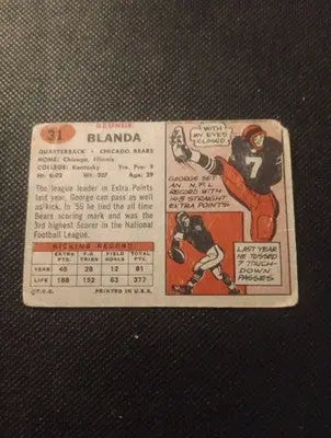 1957 Topps - George Blanda #31. Chicago Bears. GD-VG visible wear - Football Card Single