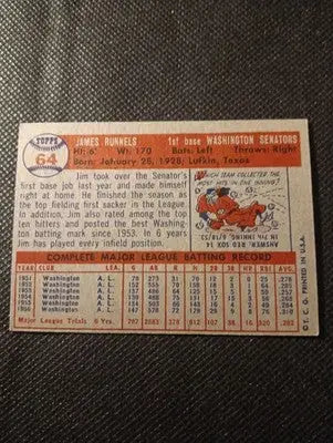 1957 Topps - Pete Runnels #64. Washington Senators. EX+ - Baseball Card Single