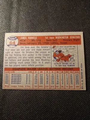1957 Topps - Pete Runnels #64. Washington Senators. EX+ - Baseball Card Single