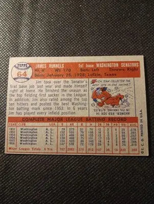 1957 Topps - Pete Runnels #64. Washington Senators. EX+ - Baseball Card Single