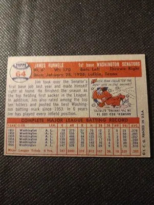 1957 Topps - Pete Runnels #64. Washington Senators. EX+ - Baseball Card Single