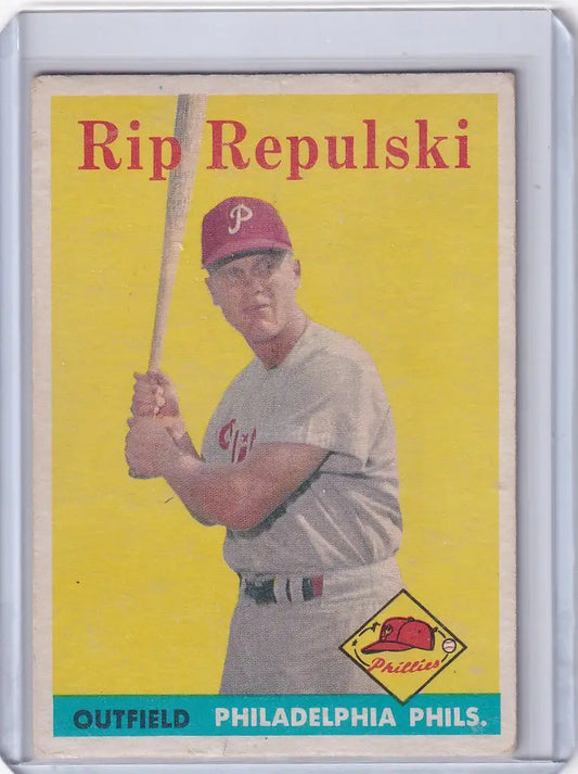 Vintage baseball card of Rip Repulski - Philadelphia Phillies in batting stance