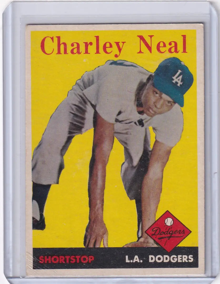 Vintage 1958 Topps Charlie Neal Los Angeles Dodgers baseball card for collectors