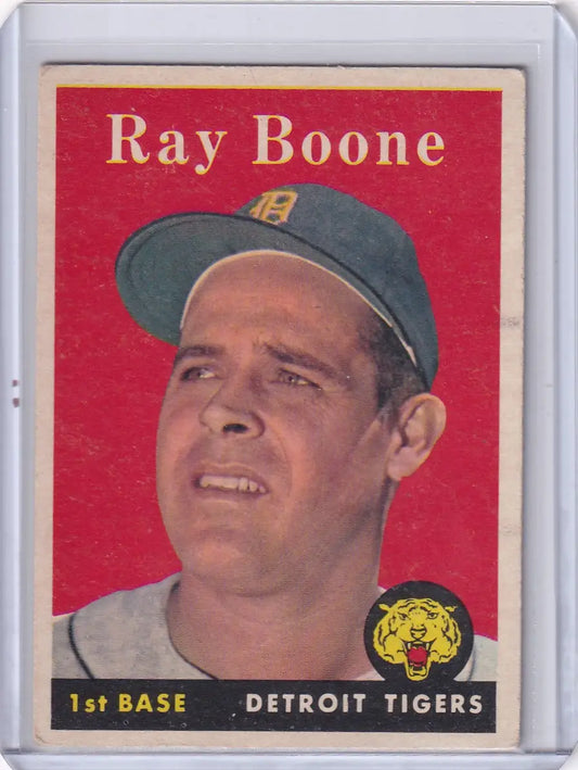 Vintage 1958 Topps Ray Boone Detroit Tigers baseball card for collectors