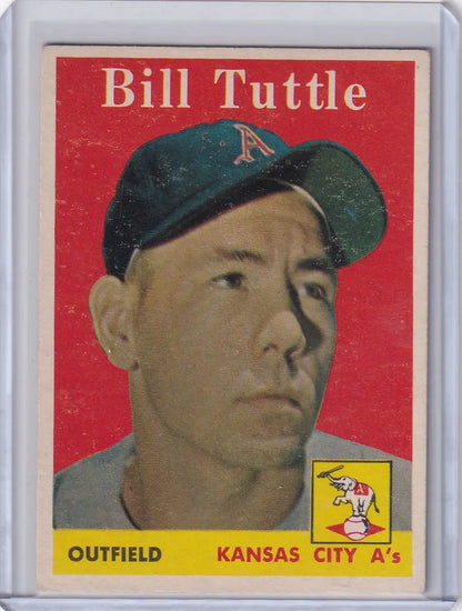 Vintage baseball card of Bill Tuttle with the Kansas City Athletics team