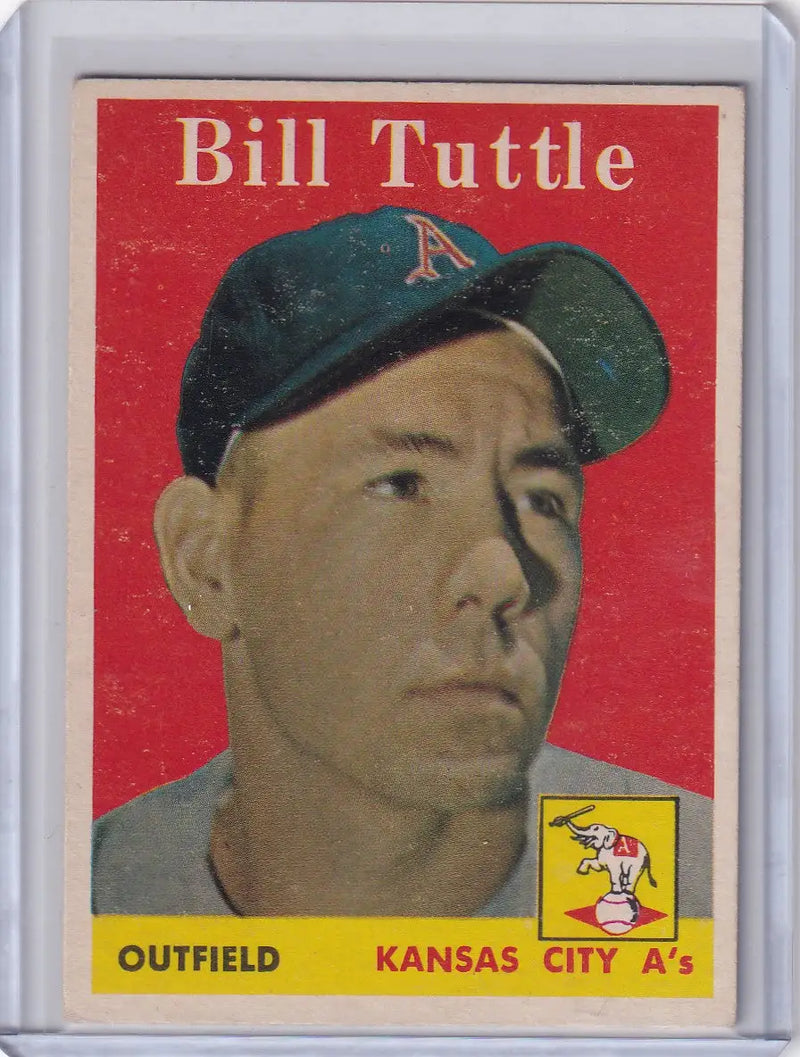 Vintage baseball card of Bill Tuttle with the Kansas City Athletics team