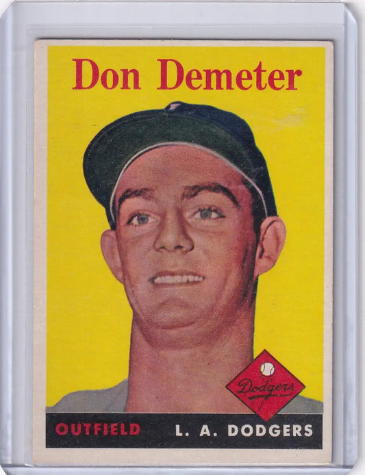 Vintage Don Demeter baseball card from 1958 Topps featuring Los Angeles Dodgers player