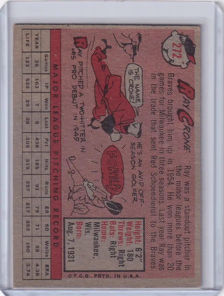 1958 Topps #272 Ray Crone - San Francisco Giants