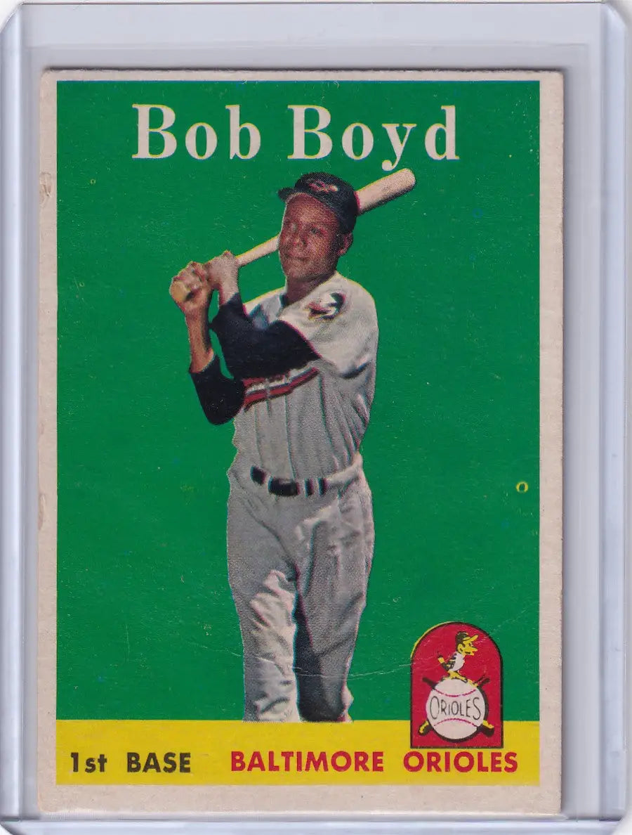 Bob Boyd baseball card from 1958 Topps #279 featuring Baltimore Orioles trading cards
