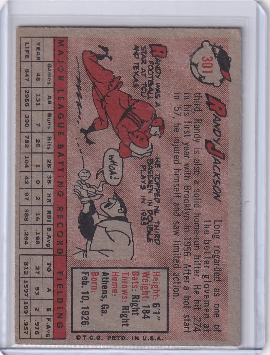 1958 Topps #301 Randy Jackson - Los Angeles Dodgers