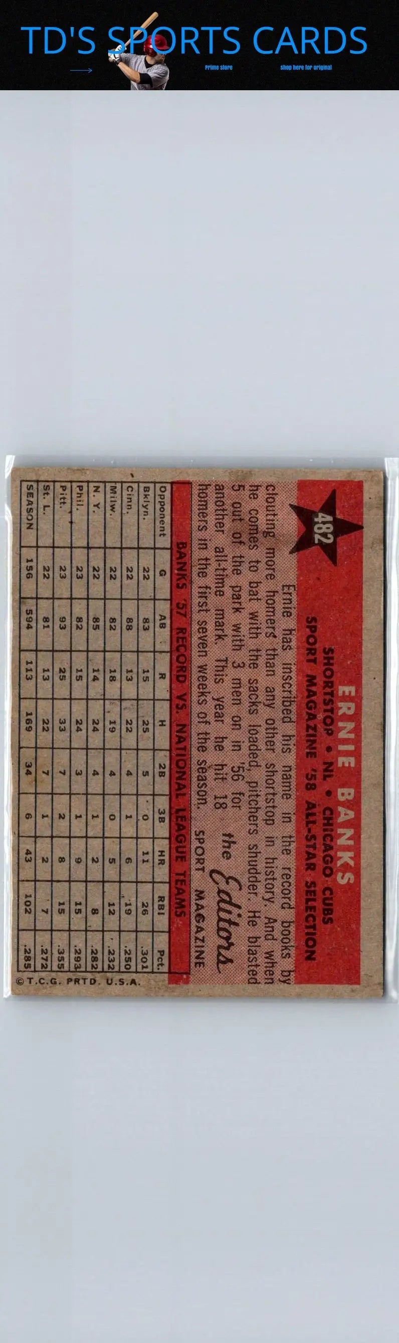 Vintage baseball card featuring 1958 Topps #310 Ernie Banks, a must-have for trading cards collectors