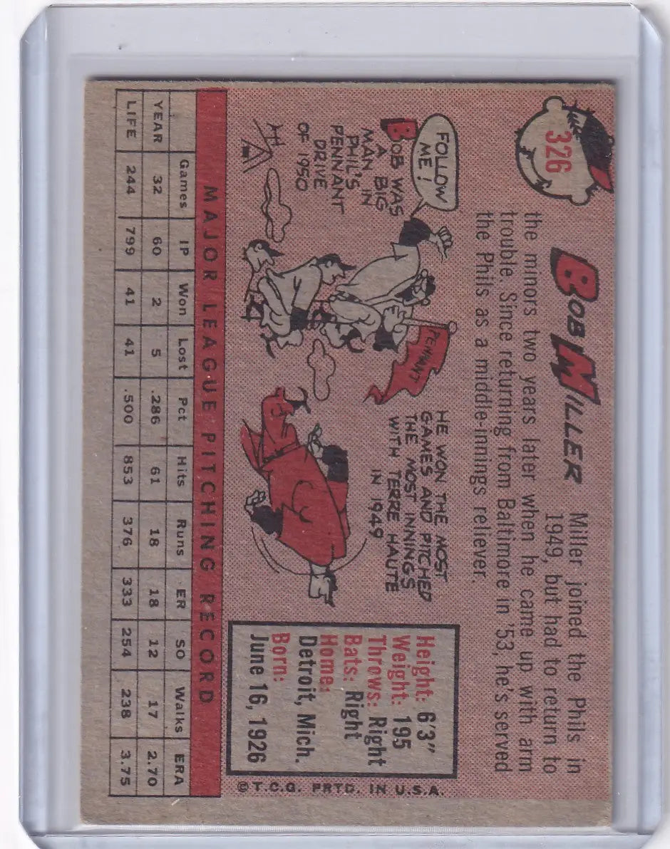 1958 Topps #326 Bob Miller - Philadelphia Phillies