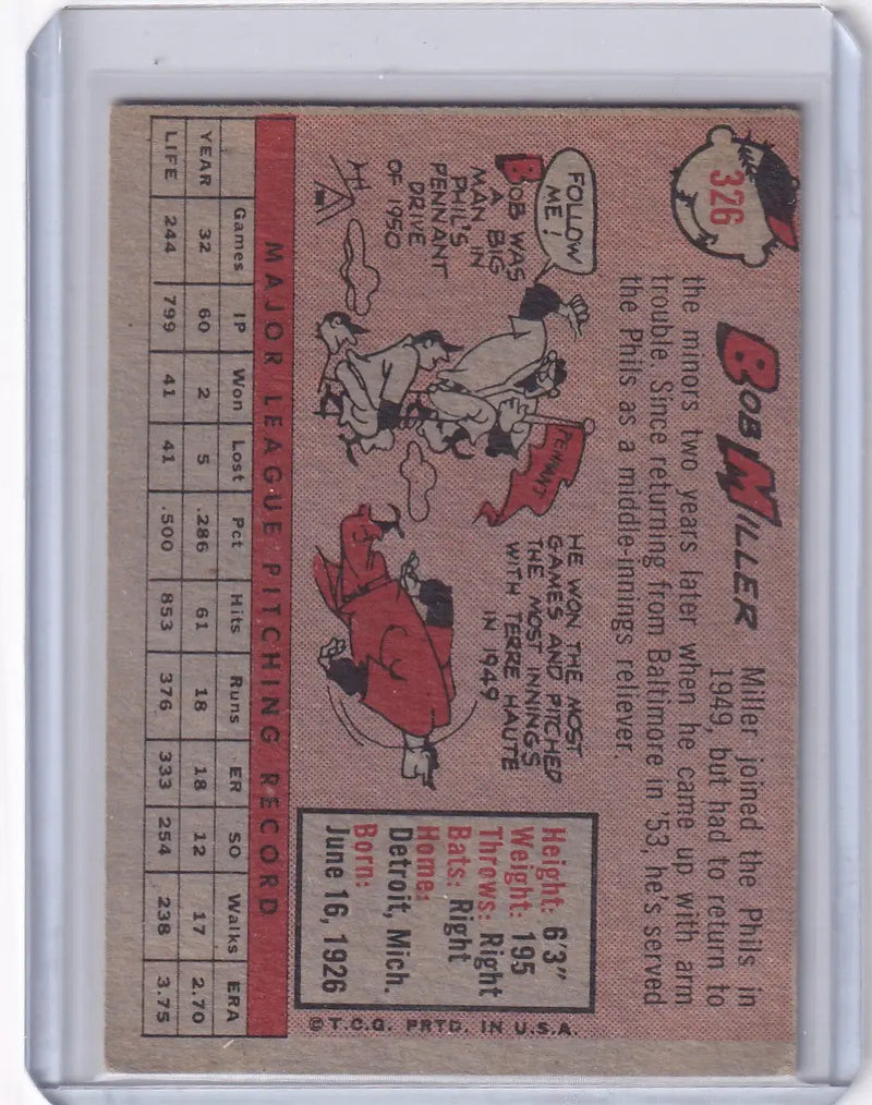 1958 Topps #326 Bob Miller - Philadelphia Phillies