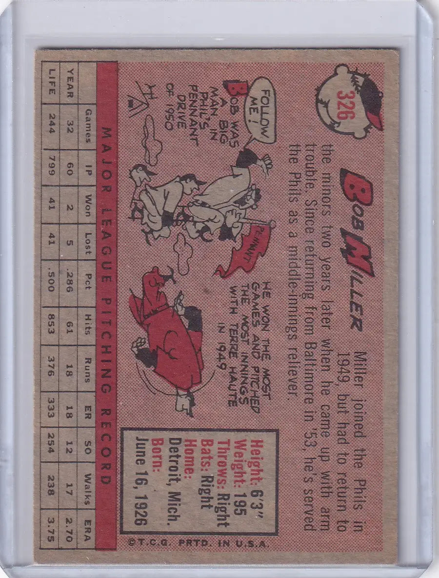 1958 Topps #326 Bob Miller - Philadelphia Phillies