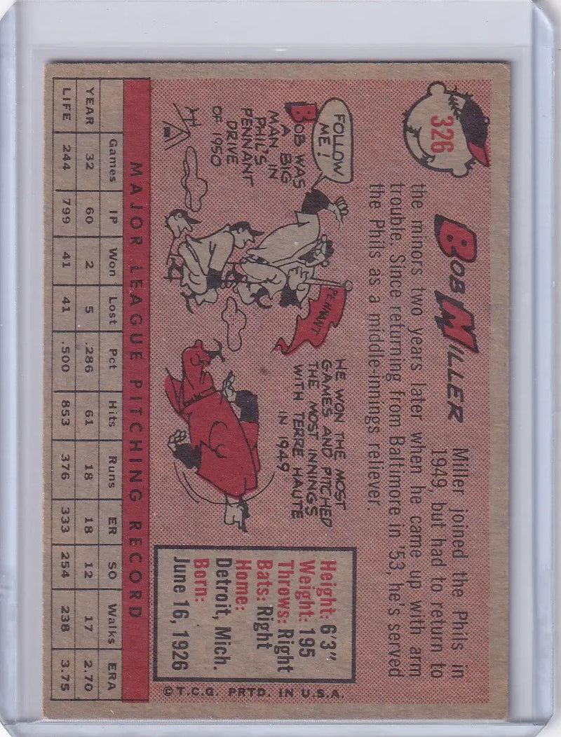 1958 Topps #326 Bob Miller - Philadelphia Phillies