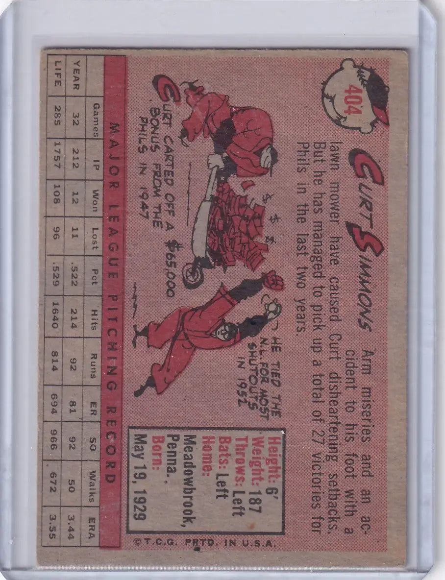 1958 Topps #404 Curt Simmons - Philadelphia Phillies