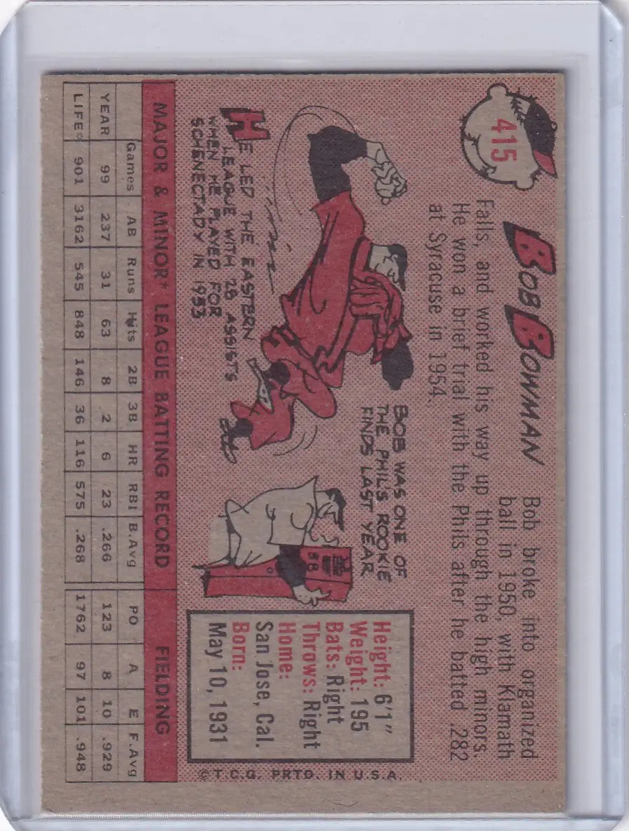 1958 Topps #415 Bob Bowman - Philadelphia Phillies