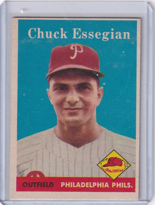 Vintage 1958 Topps #460 Chuck Essegian - Philadelphia Phillies outfielder baseball card