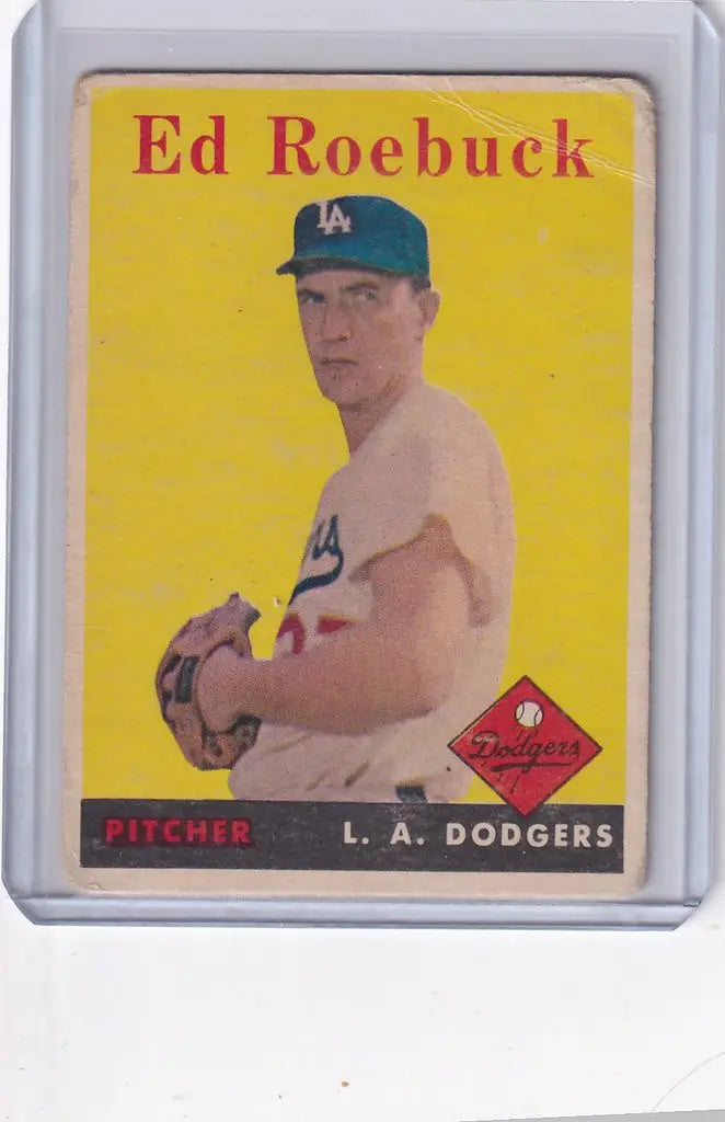 Vintage Topps Baseball card of Ed Roebuck, Los Angeles Dodgers pitcher