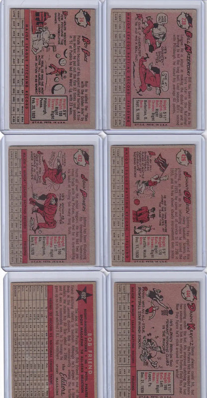 Vintage baseball trading cards featuring Pittsburgh Pirates team, with Japanese text