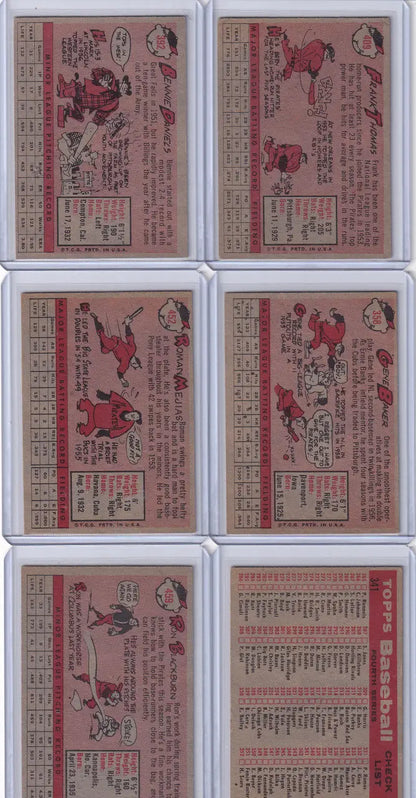 Vintage Pittsburgh Pirates team baseball cards with red-tinted designs and Asian text