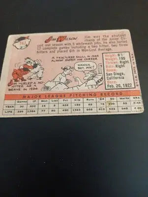 1958 Topps - Jim Wilson #163. Chicago White Sox. *corner crease. VG - Baseball Card Single