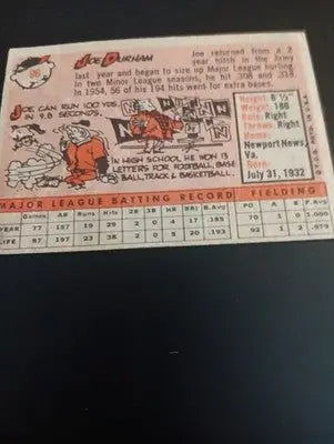 1958 Topps - Joe Durham #96 (RC). Baltimore Orioles. *pinhole. *corner. VG - VG+ - Baseball Card Single