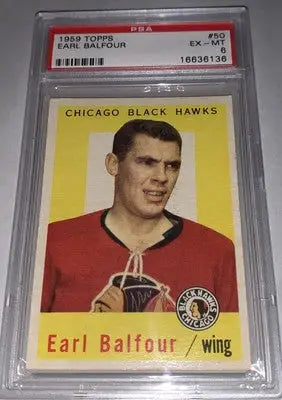 Graded 1959 Topps Earl Balfour Chicago Blackhawks hockey card PSA 6 EX/MT