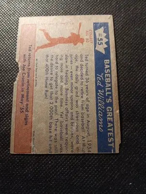 1959 Fleer Ted Williams - w/Joe Cronin #55. Retirement ’No Go.’ Paper loss. VG - Baseball Card Single
