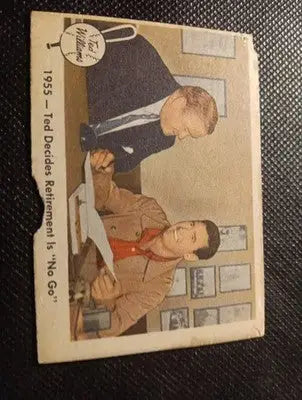 1959 Fleer Ted Williams - w/Joe Cronin #55. Retirement ’No Go.’ Paper loss. VG - Baseball Card Single