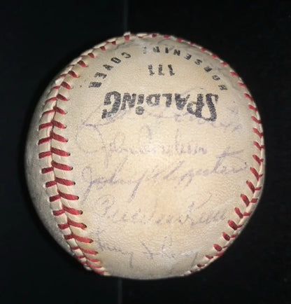 Autographed Spalding baseball from the 1959 Los Angeles Dodgers World Series Champions team