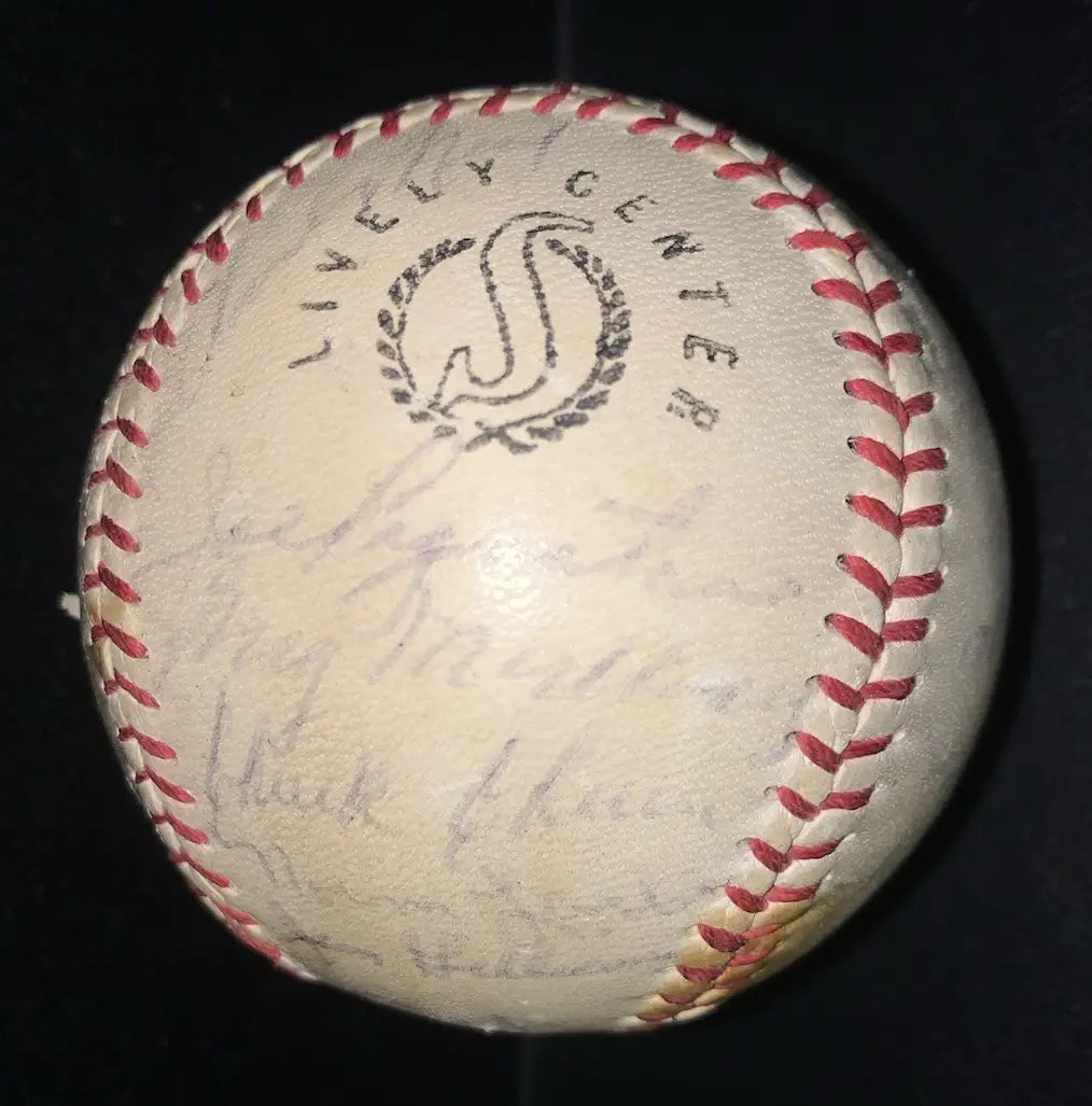 Autographed 1959 Los Angeles Dodgers Team Signed Baseball with red stitching, JSA LOA