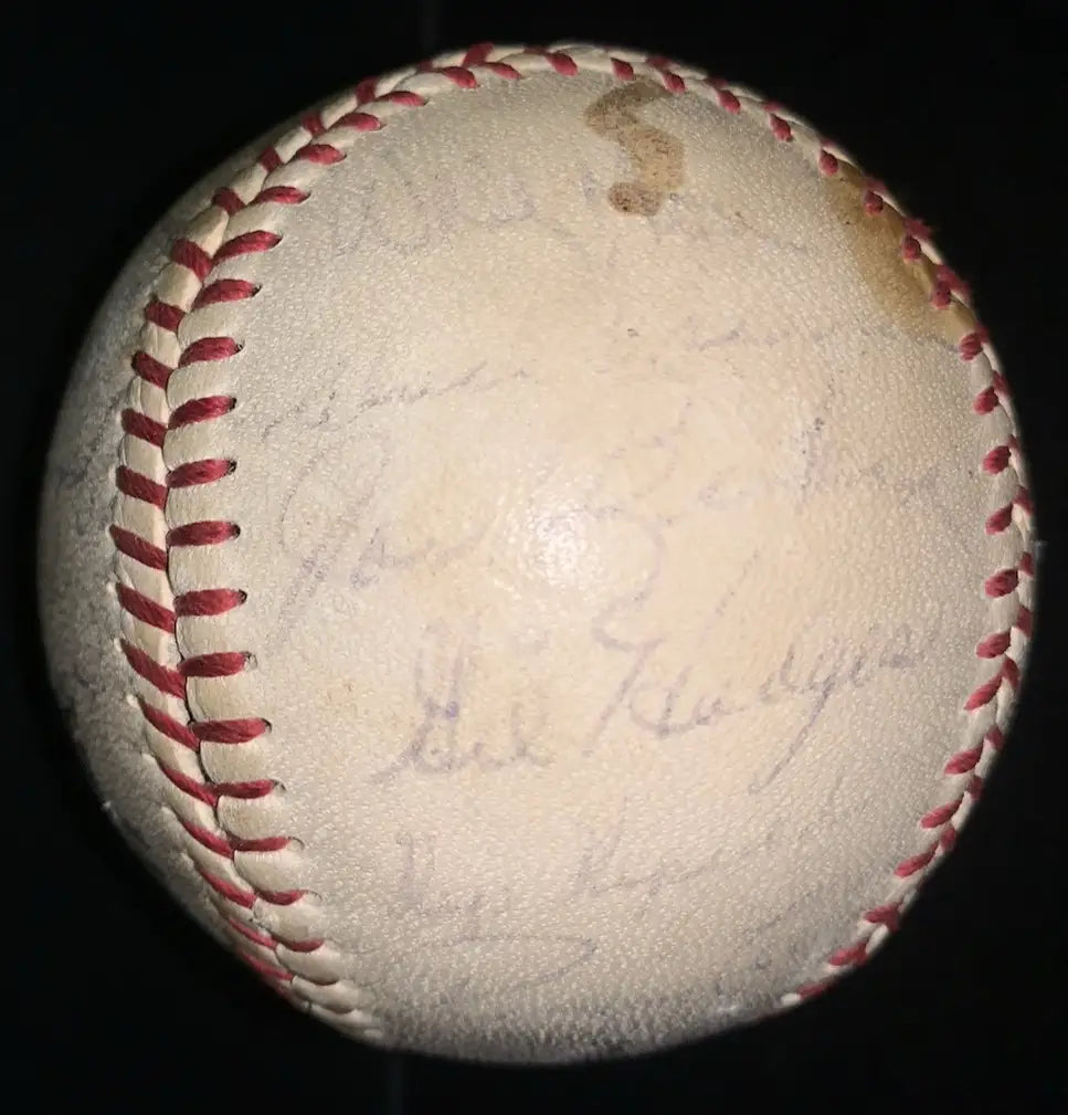 Autographed 1959 Los Angeles Dodgers Team Signed Baseball with red stitching JSA LOA