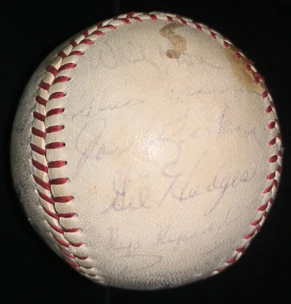 Autographed 1959 Los Angeles Dodgers Team Signed Baseball with red stitching JSA LOA
