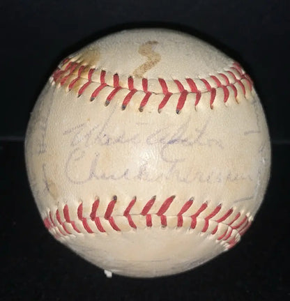 Autographed 1959 Los Angeles Dodgers Team Signed Baseball with red stitching JSA LOA